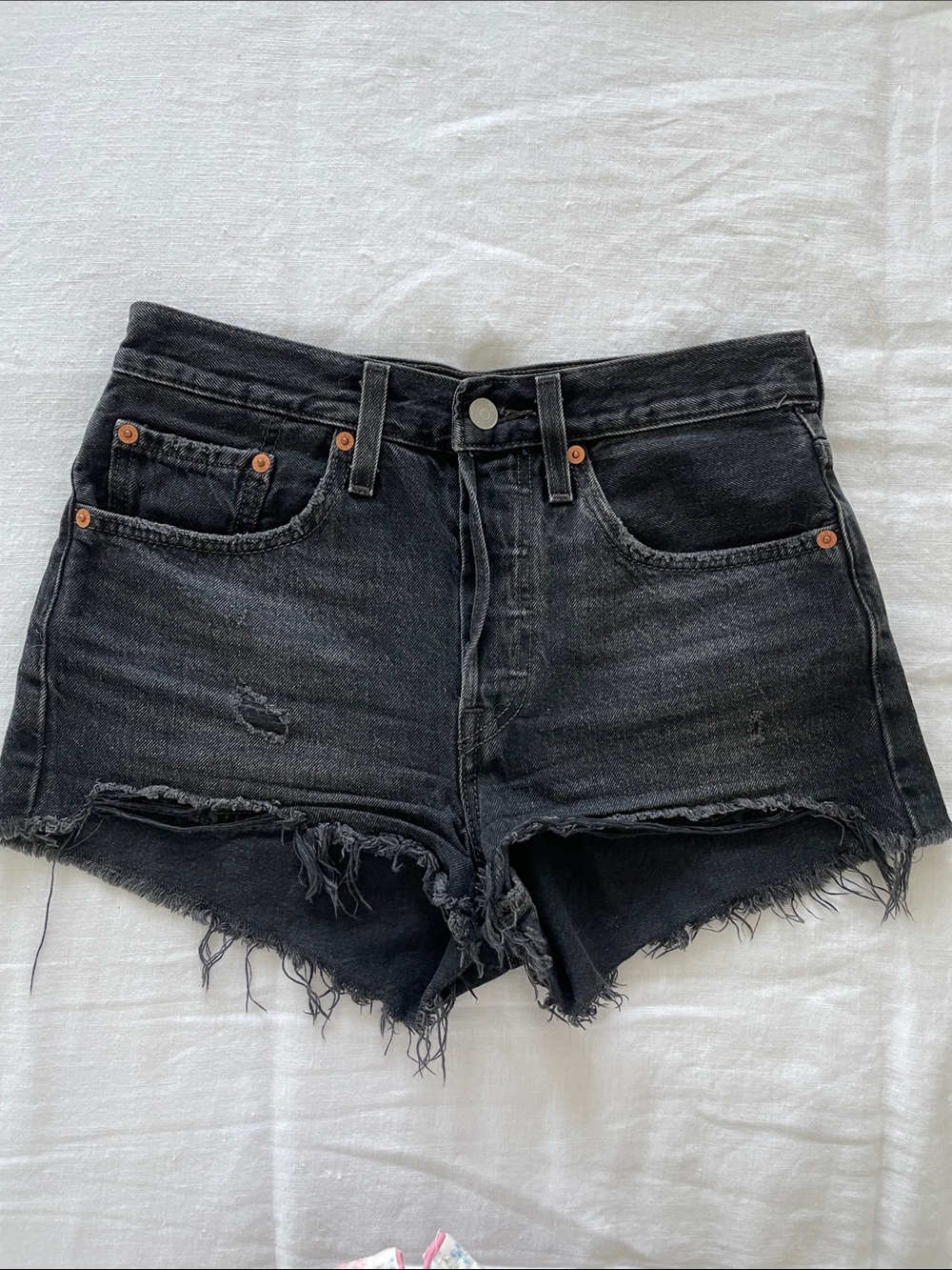 Levi’s 501 High-Waist Black Denim Cutoff Shorts